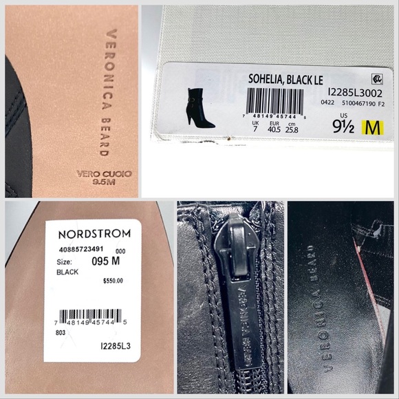 NWB Veronica Beard Sohelia Black Strap Leather High Heel Ankle Boots Bootie - Picture 17 of 17